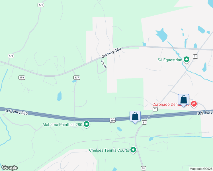 map of restaurants, bars, coffee shops, grocery stores, and more near 145 Cottage Lane in Sterrett
