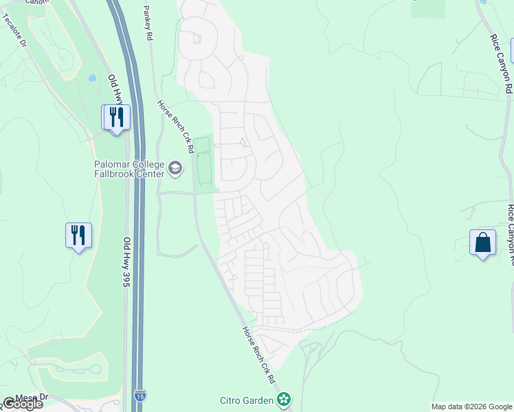 map of restaurants, bars, coffee shops, grocery stores, and more near 35341 White Camarillo Lane in Fallbrook