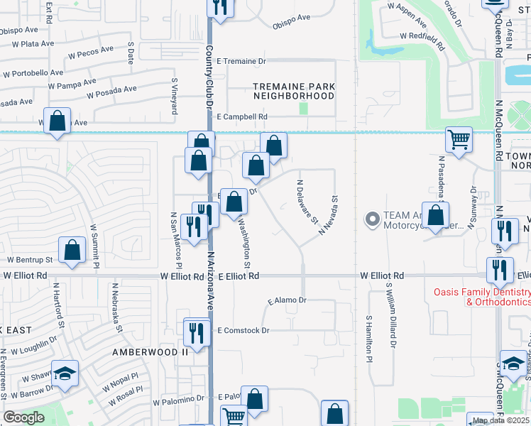 map of restaurants, bars, coffee shops, grocery stores, and more near 3240 N Colorado St in Chandler