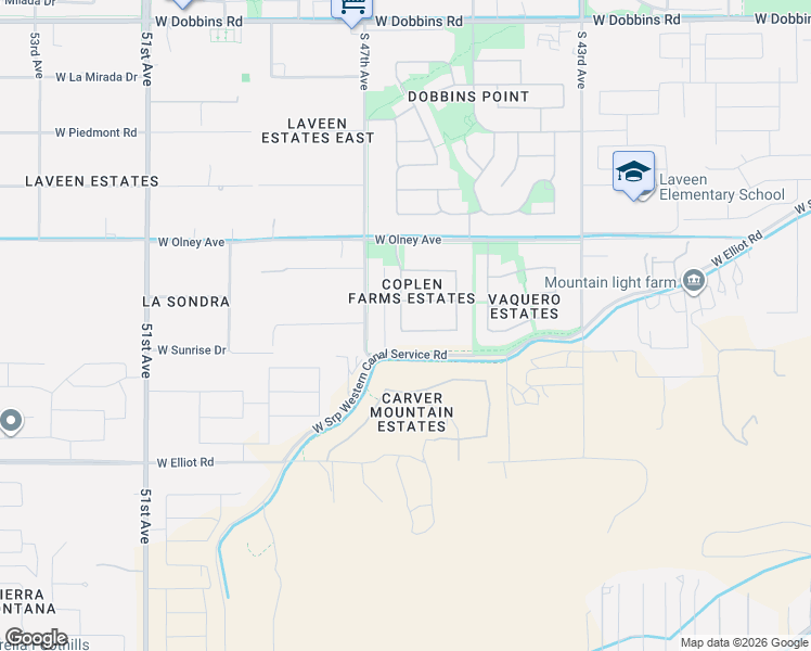 map of restaurants, bars, coffee shops, grocery stores, and more near 4613 West Coplen Farms Road in Phoenix