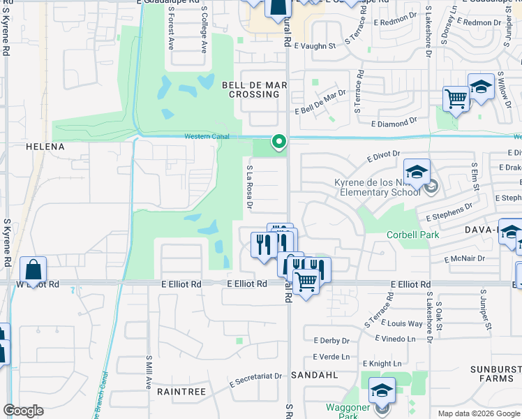 map of restaurants, bars, coffee shops, grocery stores, and more near 817 East Todd Drive in Tempe