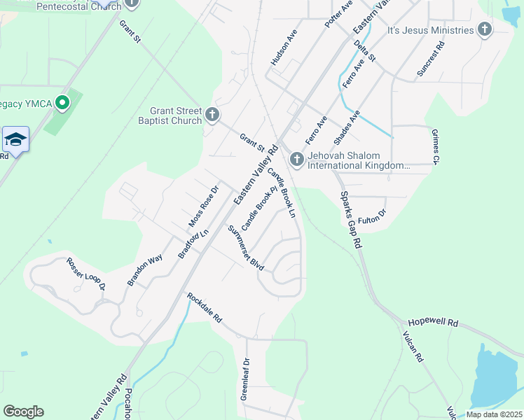 map of restaurants, bars, coffee shops, grocery stores, and more near 5028 Candle Brook Place in Bessemer