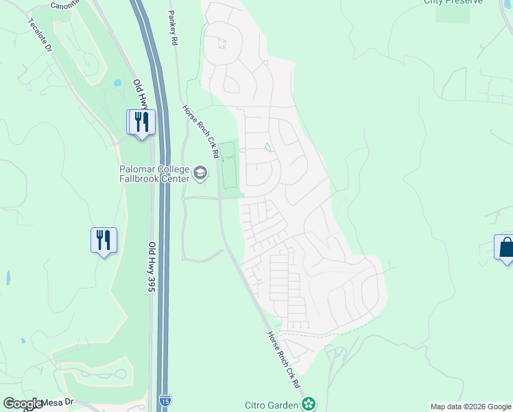 map of restaurants, bars, coffee shops, grocery stores, and more near 35334 Brown Galloway Ln in Fallbrook