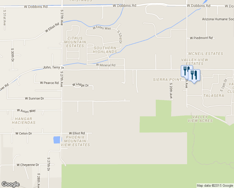 map of restaurants, bars, coffee shops, grocery stores, and more near 2324 West Sunrise Drive in Phoenix