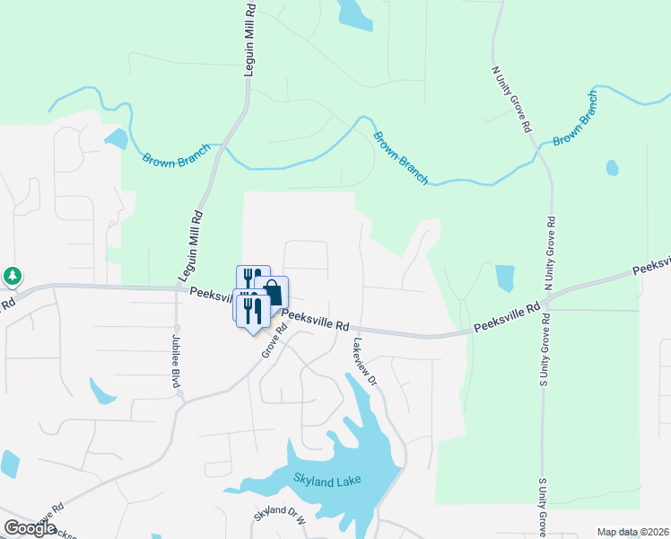 map of restaurants, bars, coffee shops, grocery stores, and more near 965 Gettysburg Way in Locust Grove