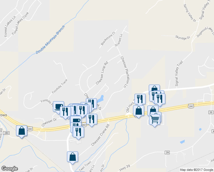 map of restaurants, bars, coffee shops, grocery stores, and more near 521 Chesser Reserve Circle in Chelsea