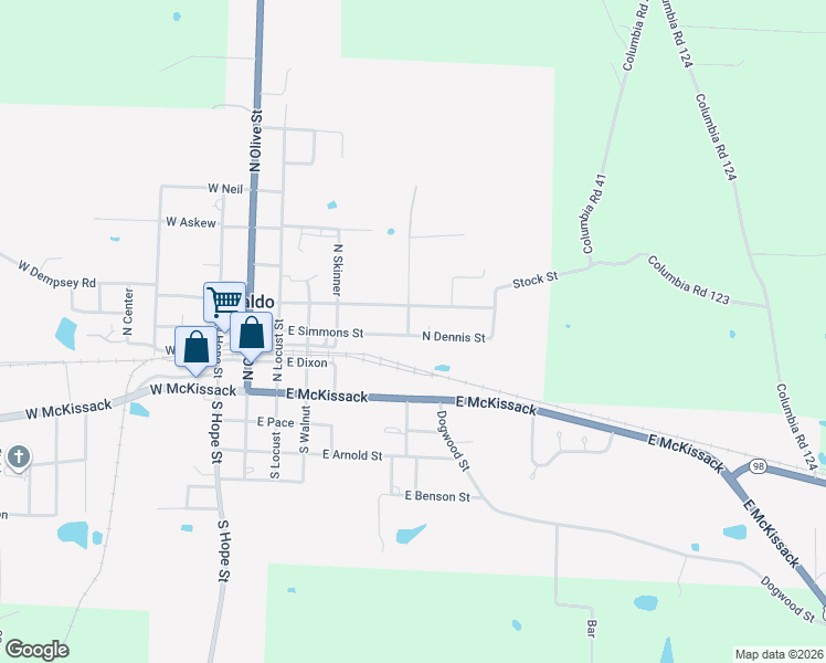 map of restaurants, bars, coffee shops, grocery stores, and more near 513 East Roselawn Street in Waldo