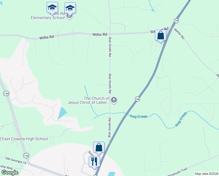 map of restaurants, bars, coffee shops, grocery stores, and more near 320 Bob Smith Road in Sharpsburg