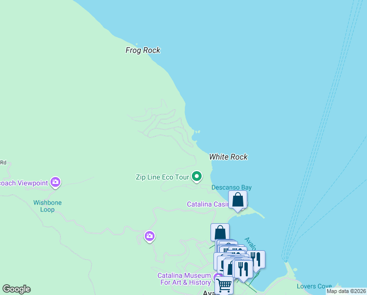 map of restaurants, bars, coffee shops, grocery stores, and more near 72 Camino De Flores in Avalon