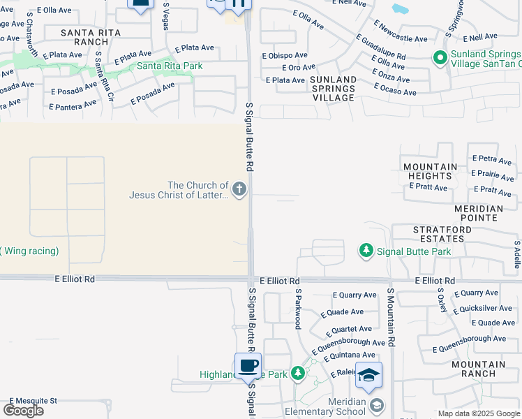 map of restaurants, bars, coffee shops, grocery stores, and more near 3361 South Signal Butte Road in Mesa