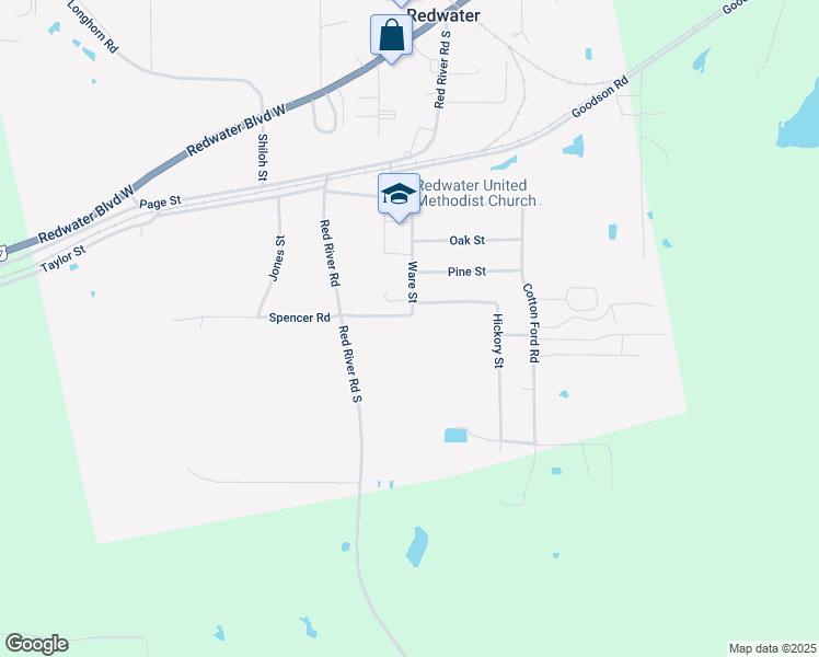 map of restaurants, bars, coffee shops, grocery stores, and more near 100 Hickory Drive in Redwater