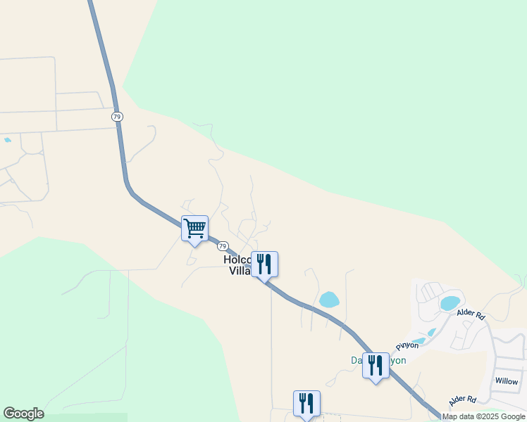 map of restaurants, bars, coffee shops, grocery stores, and more near 35313 Peralta Drive in Warner Springs
