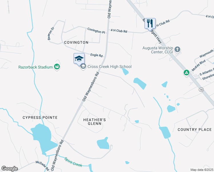 map of restaurants, bars, coffee shops, grocery stores, and more near 1787 Pine Log Road in Augusta