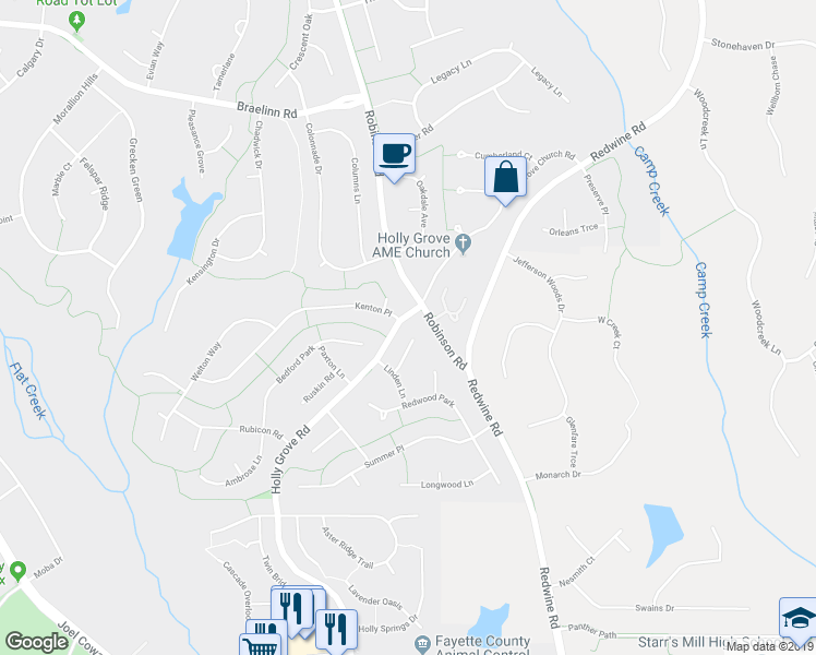 map of restaurants, bars, coffee shops, grocery stores, and more near 211 Bella Rosa in Peachtree City