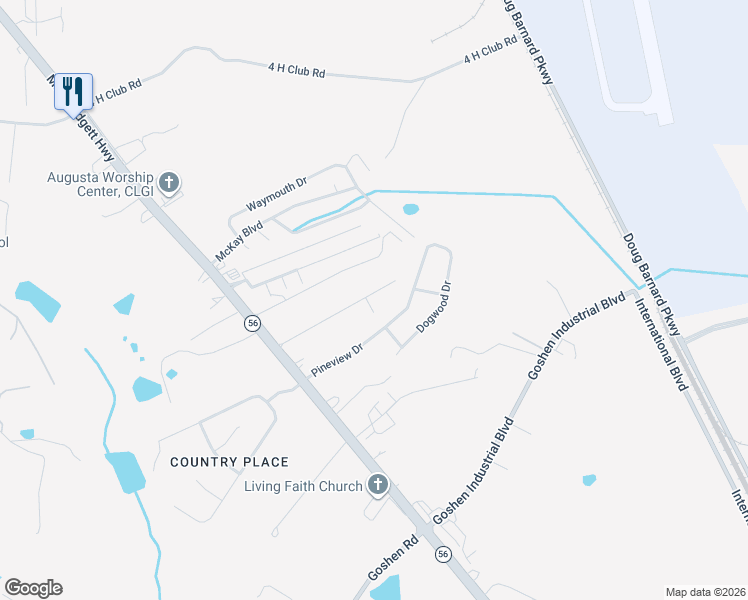 map of restaurants, bars, coffee shops, grocery stores, and more near 1508 Santa Rosa Drive in Augusta