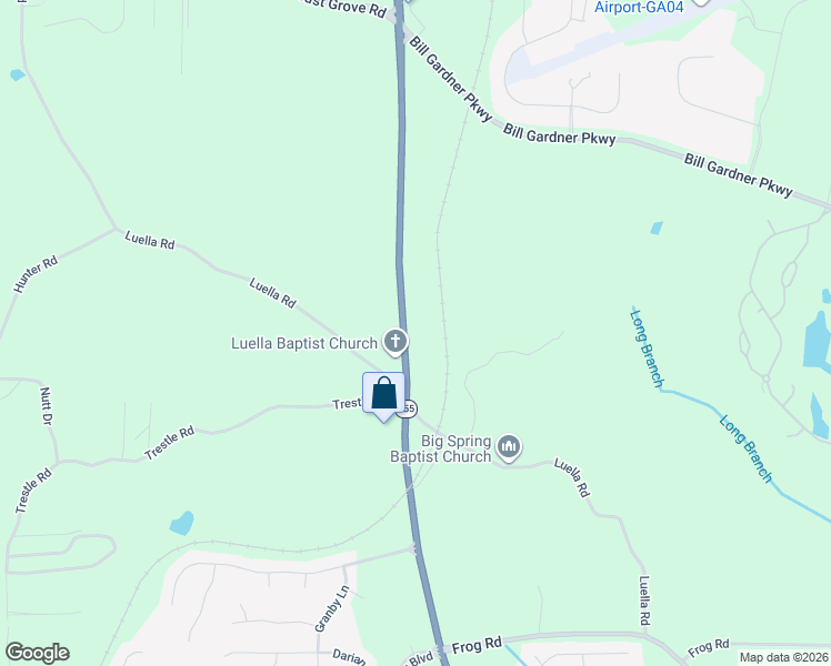 map of restaurants, bars, coffee shops, grocery stores, and more near 3119 Georgia 155 South in Locust Grove