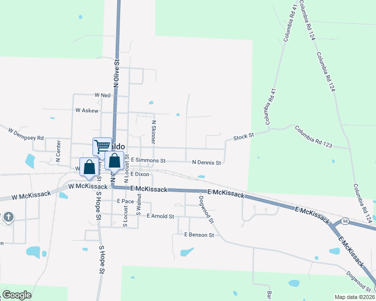 map of restaurants, bars, coffee shops, grocery stores, and more near 513 East Roselawn Street in Waldo