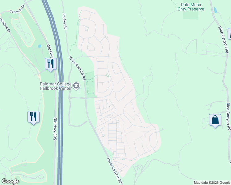 map of restaurants, bars, coffee shops, grocery stores, and more near 477 Calabrese Street in Fallbrook