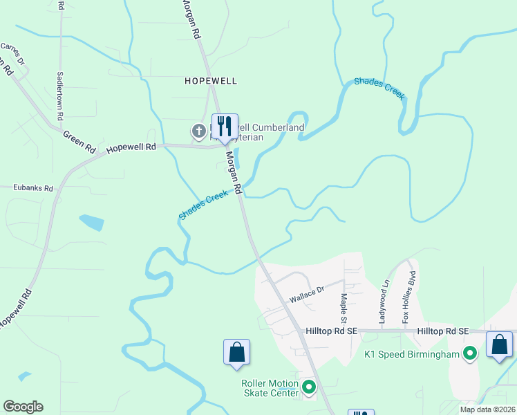 map of restaurants, bars, coffee shops, grocery stores, and more near 2241 Morgan Road in Bessemer