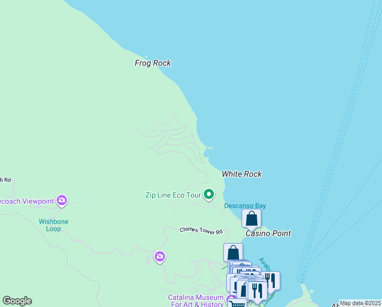 map of restaurants, bars, coffee shops, grocery stores, and more near 61 Gaviota in Avalon
