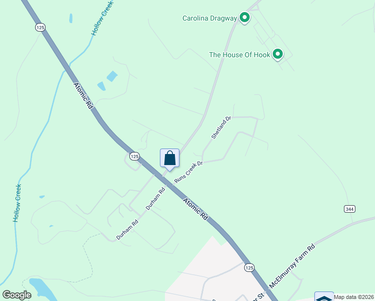 map of restaurants, bars, coffee shops, grocery stores, and more near 134 Dragstrip Road in Aiken