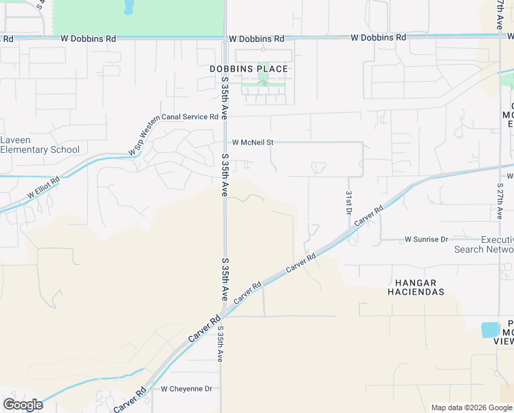 map of restaurants, bars, coffee shops, grocery stores, and more near 10201 South 35th Avenue in Maricopa County