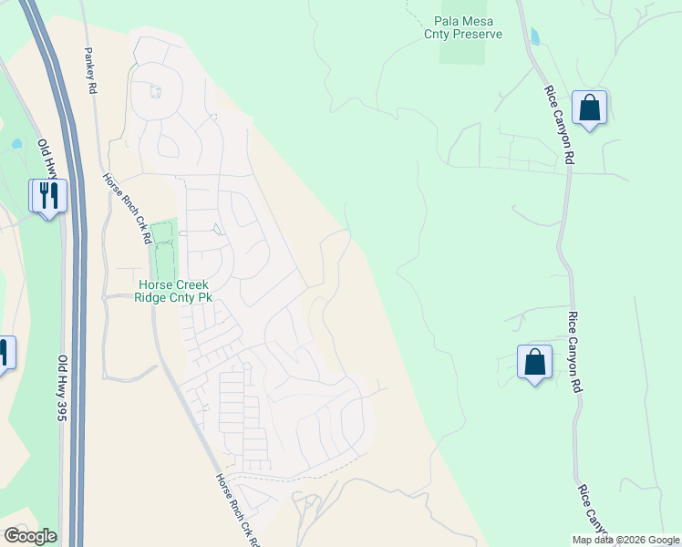 map of restaurants, bars, coffee shops, grocery stores, and more near 721 Meadowood Street in Fallbrook