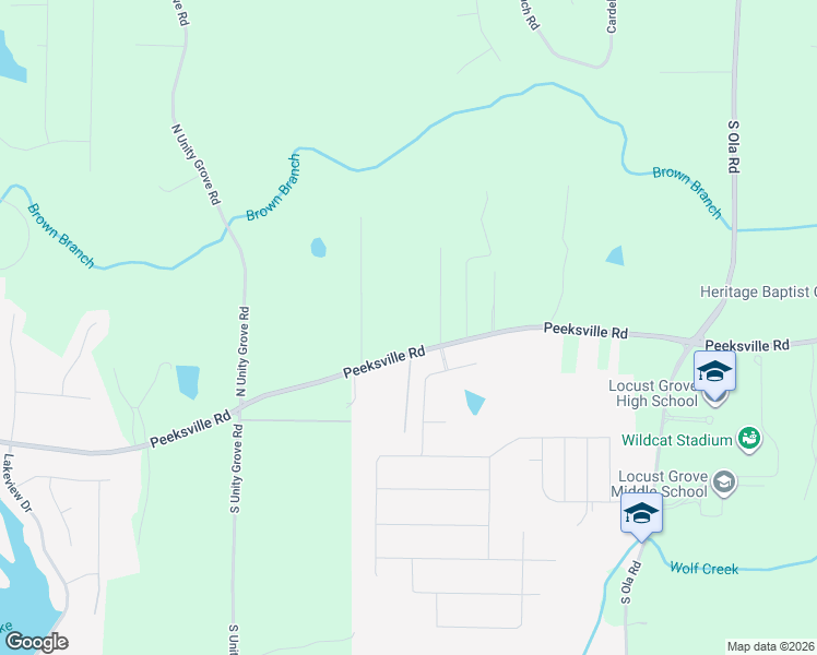 map of restaurants, bars, coffee shops, grocery stores, and more near 1205 Peeksville Road in Locust Grove