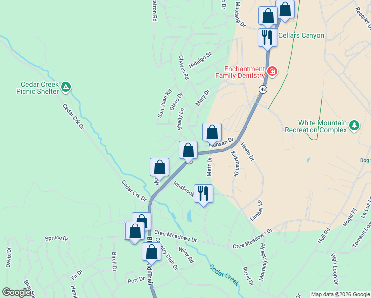 map of restaurants, bars, coffee shops, grocery stores, and more near 1019 Mechem Drive in Ruidoso
