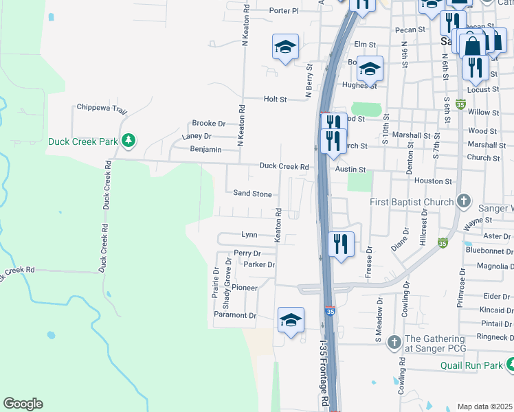 map of restaurants, bars, coffee shops, grocery stores, and more near 819 Carmen Court in Sanger
