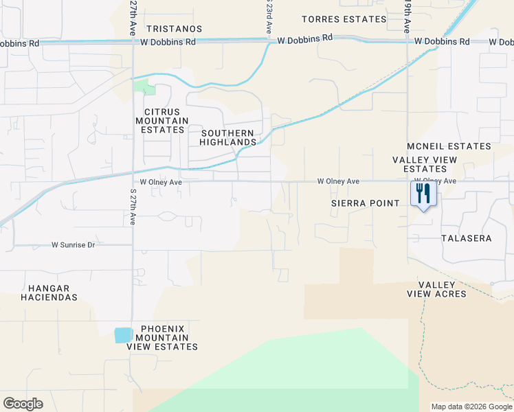 map of restaurants, bars, coffee shops, grocery stores, and more near 10324 South 23rd Avenue in Phoenix