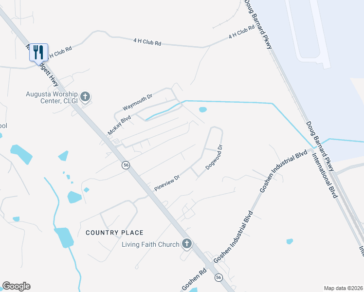 map of restaurants, bars, coffee shops, grocery stores, and more near 1508 Santa Rosa Drive in Augusta