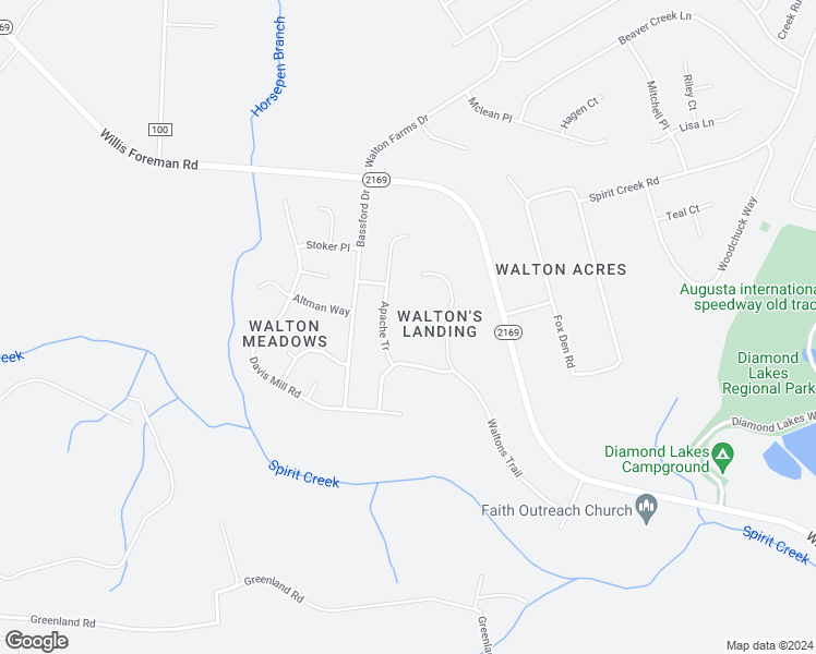 map of restaurants, bars, coffee shops, grocery stores, and more near 1210 Walton Court in Hephzibah