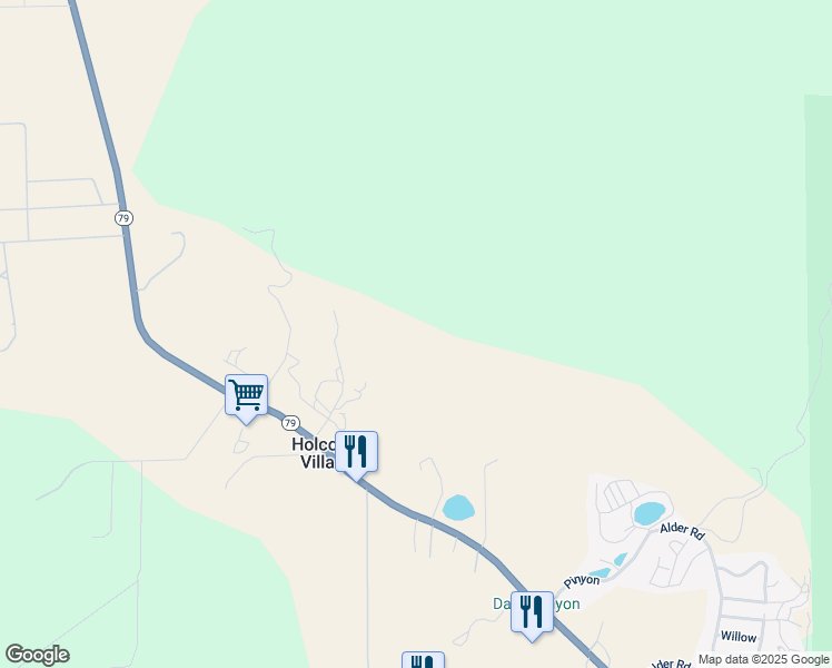 map of restaurants, bars, coffee shops, grocery stores, and more near 35313 Peralta Drive in Warner Springs