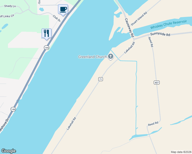 map of restaurants, bars, coffee shops, grocery stores, and more near 2313 Lakehall Road in Lake Village