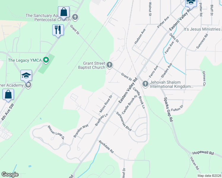 map of restaurants, bars, coffee shops, grocery stores, and more near 1441 Hudson Avenue in Bessemer