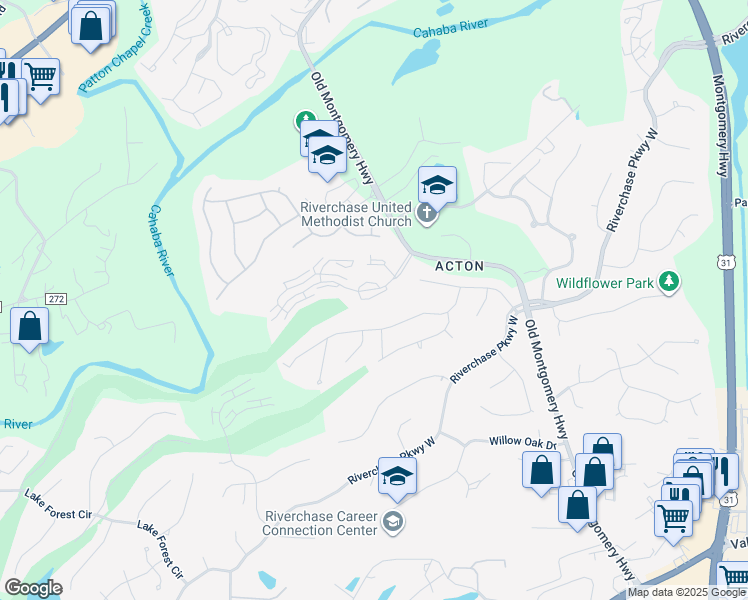 map of restaurants, bars, coffee shops, grocery stores, and more near 5 Chase Plantation Parkway in Birmingham