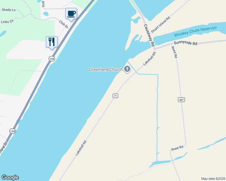 map of restaurants, bars, coffee shops, grocery stores, and more near 2313 Lakehall Road in Lake Village