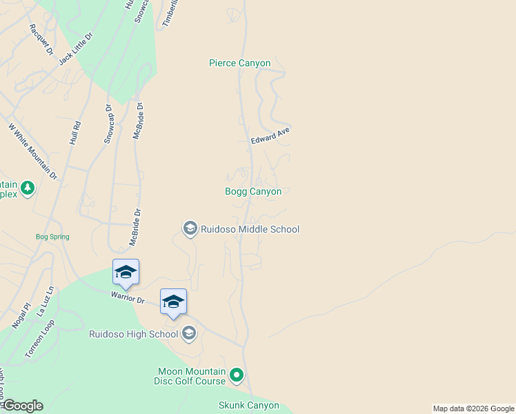 map of restaurants, bars, coffee shops, grocery stores, and more near Gavilan Canyon Rd in Ruidoso