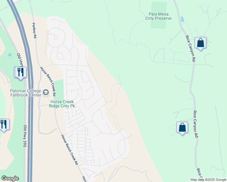 map of restaurants, bars, coffee shops, grocery stores, and more near 35505 Orchard Trails in Fallbrook