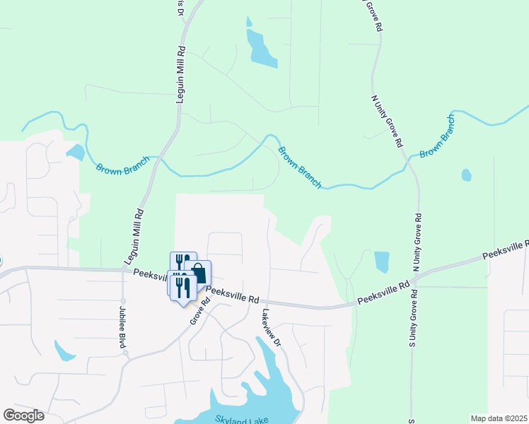 map of restaurants, bars, coffee shops, grocery stores, and more near 1055 Birdseye View in Locust Grove