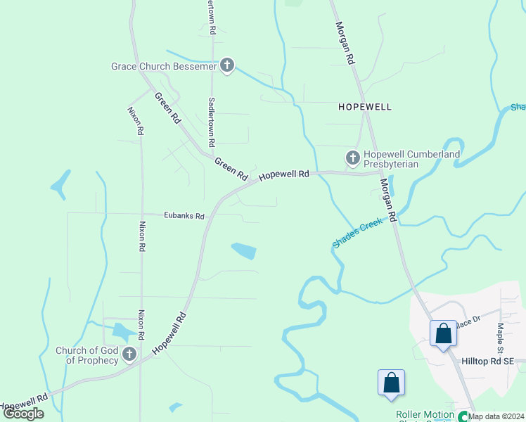 map of restaurants, bars, coffee shops, grocery stores, and more near 3185 Pinecreek Loop in Bessemer