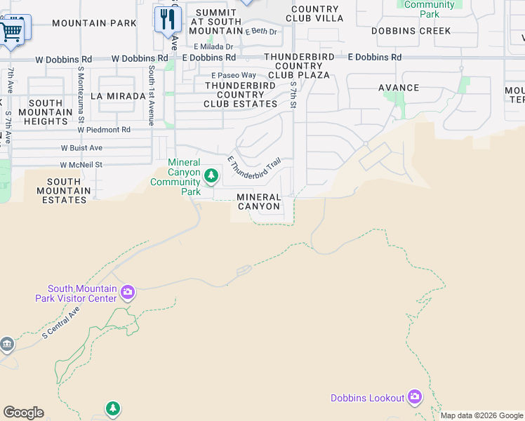 map of restaurants, bars, coffee shops, grocery stores, and more near 510 East Pearce Road in Phoenix