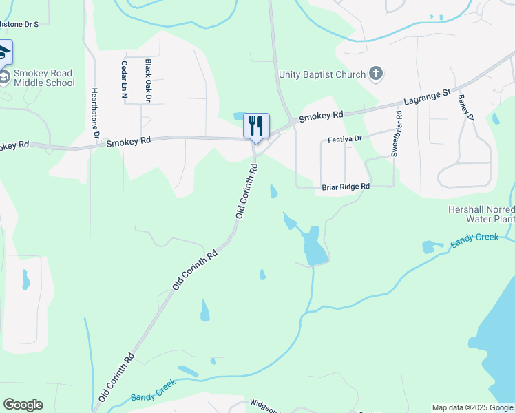map of restaurants, bars, coffee shops, grocery stores, and more near 168 Old Corinth Road in Newnan