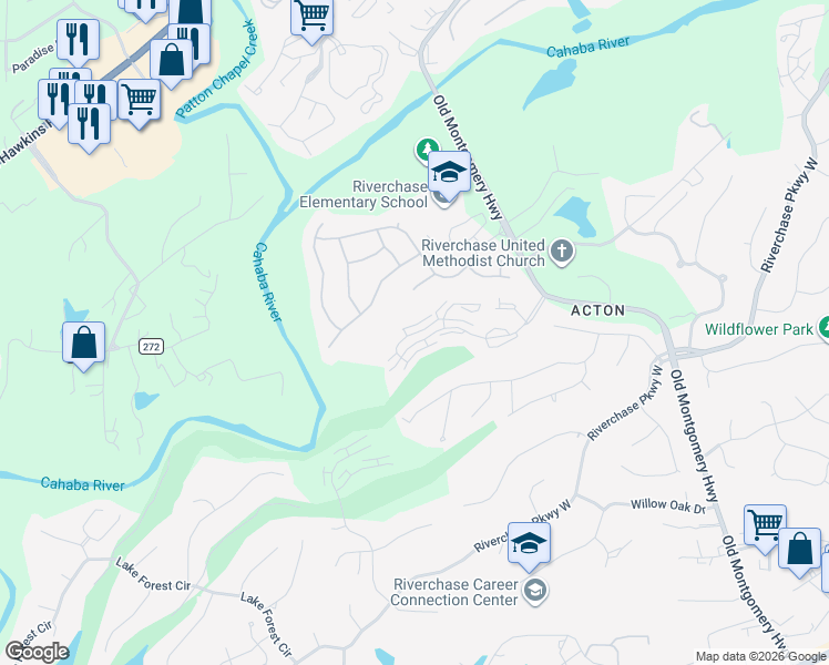 map of restaurants, bars, coffee shops, grocery stores, and more near 441 Chase Plantation Parkway in Birmingham