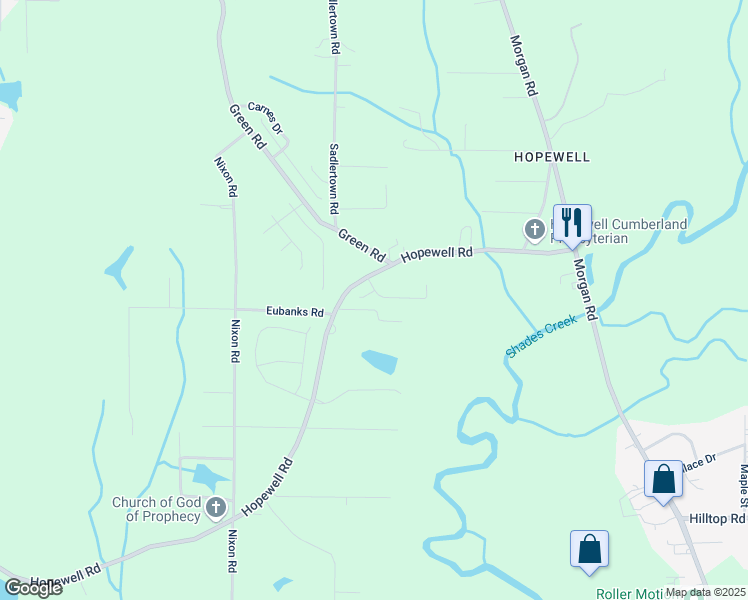 map of restaurants, bars, coffee shops, grocery stores, and more near 3145 Pinecreek Loop in Bessemer