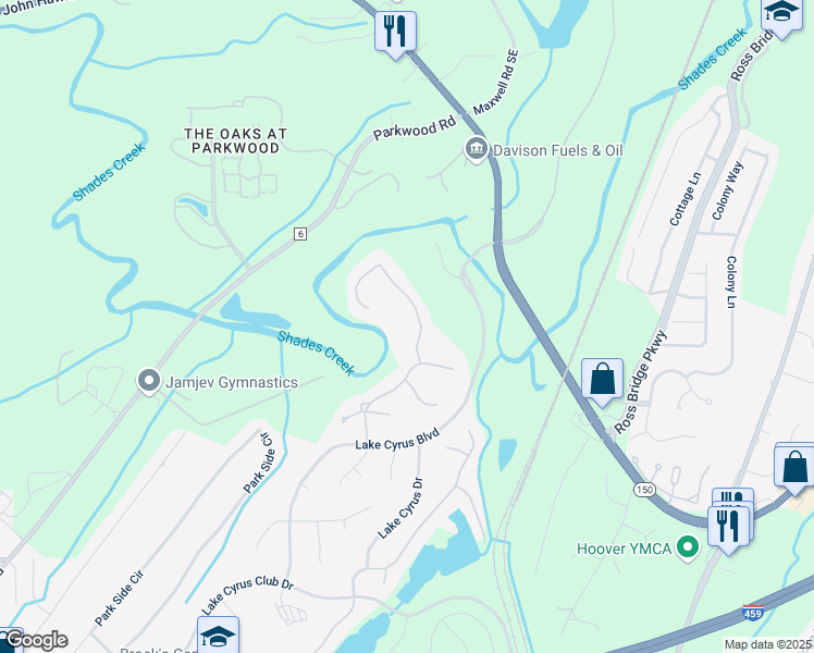 map of restaurants, bars, coffee shops, grocery stores, and more near 5670 Lake Cyrus Boulevard in Bessemer
