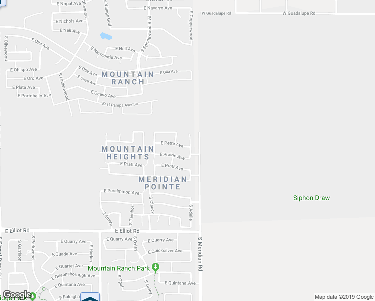 map of restaurants, bars, coffee shops, grocery stores, and more near 11523 East Petra Avenue in Mesa