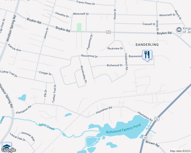 map of restaurants, bars, coffee shops, grocery stores, and more near 4322 Parkwood Drive in Augusta