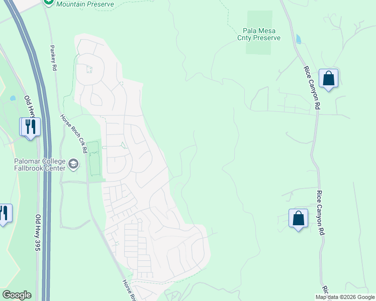 map of restaurants, bars, coffee shops, grocery stores, and more near 35555 Orchard Trails in Fallbrook